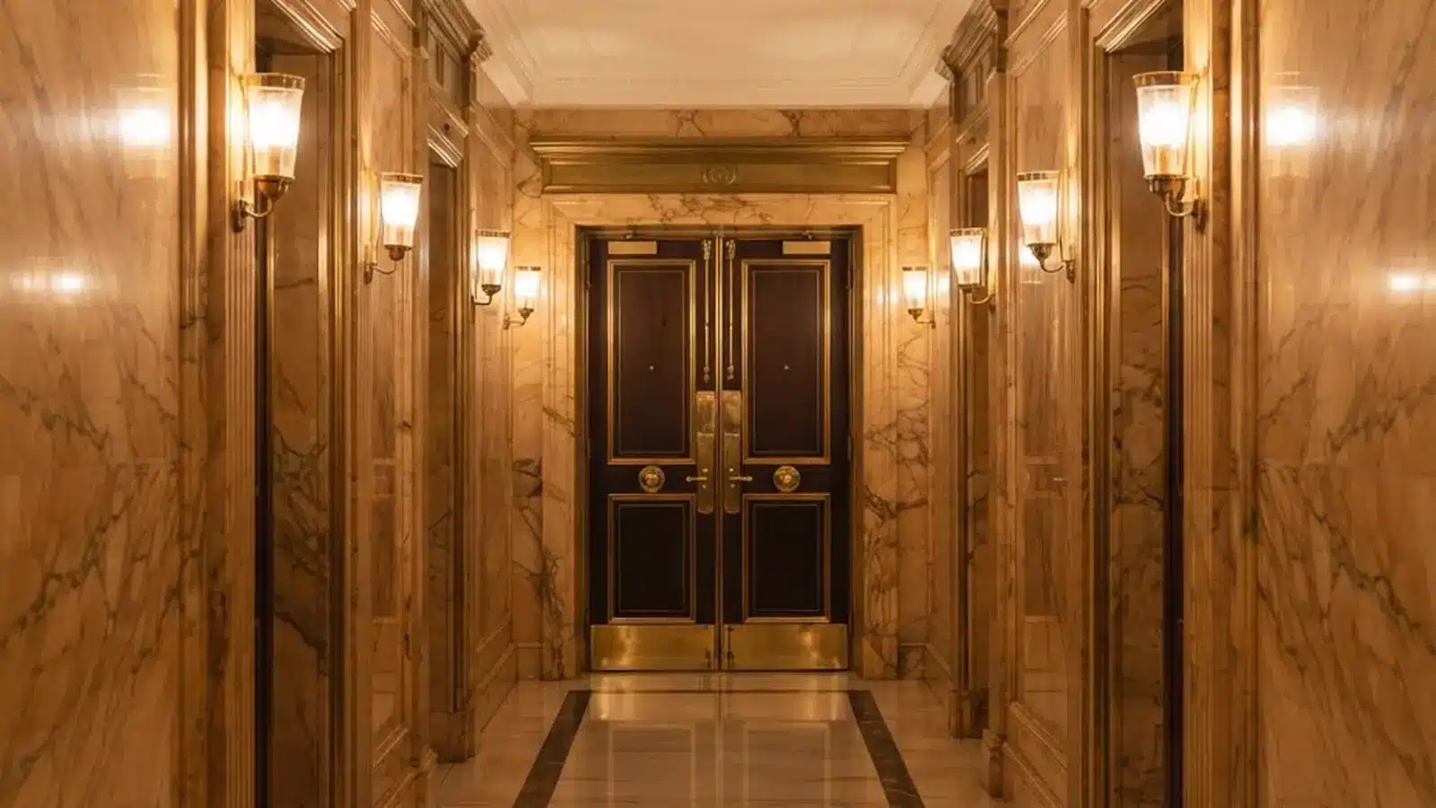 Marble treatment-room corridor in a Dubai hotel spa