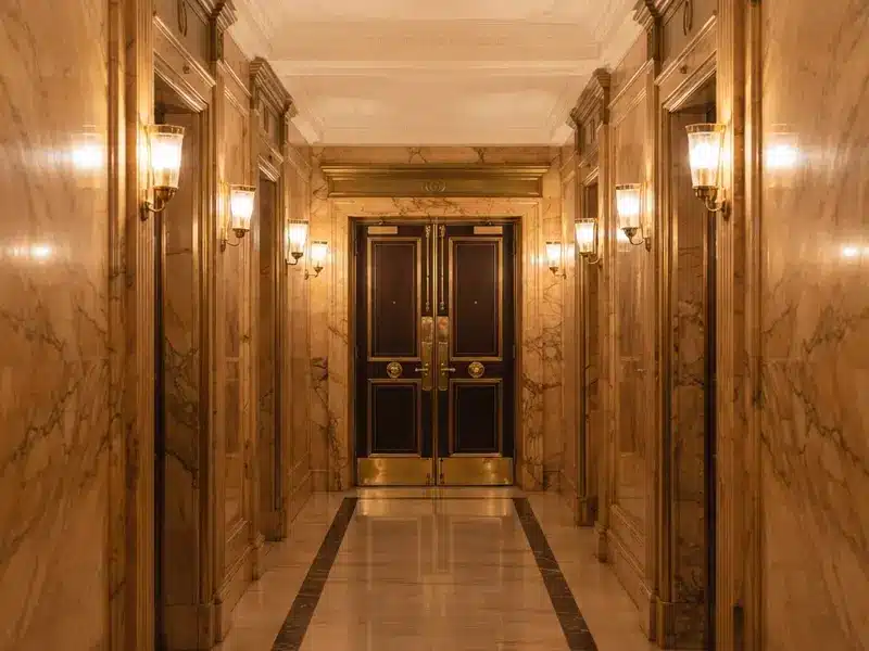Marble treatment-room corridor in a Dubai hotel spa
